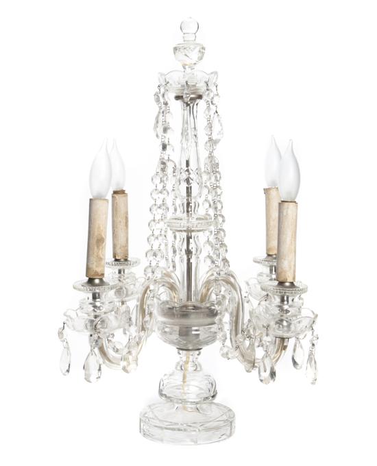 A Cut Glass Four-Light Girandole