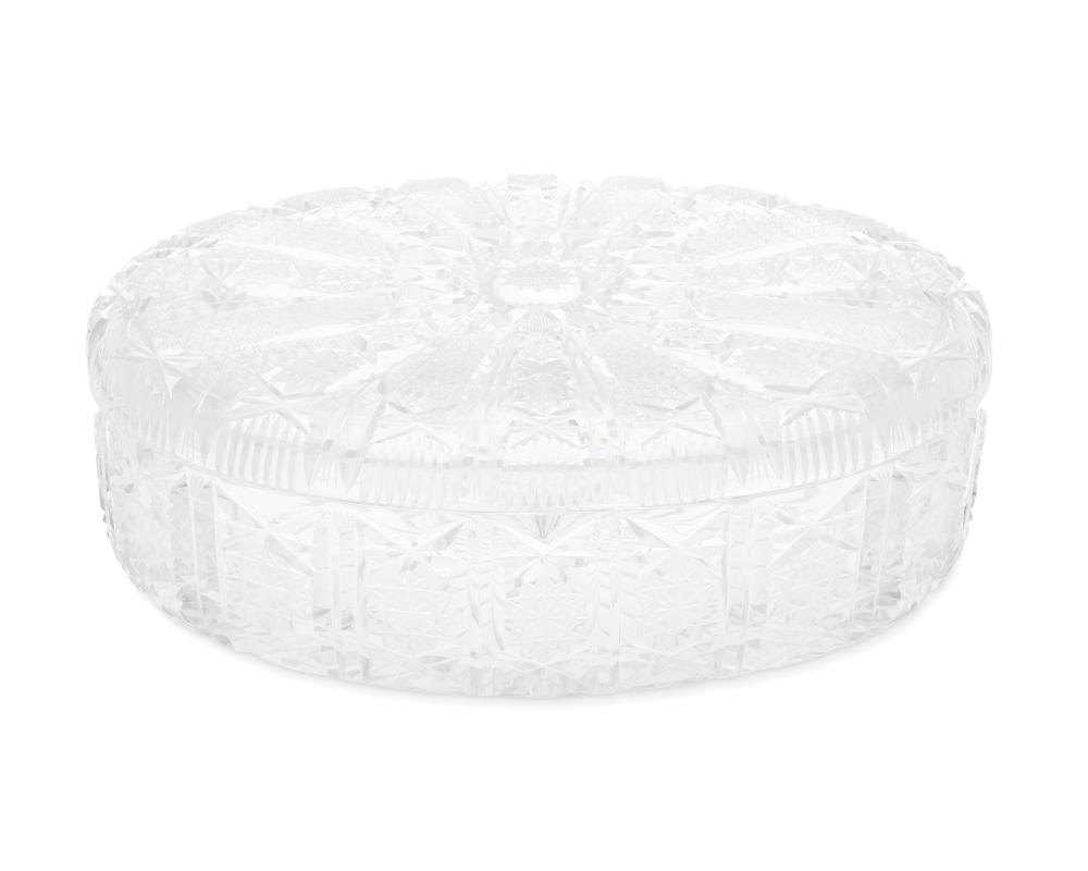 A CUT GLASS LIDDED VANITY BOXA