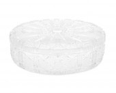 A CUT GLASS LIDDED VANITY BOXA