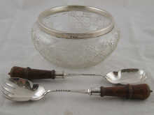 A cut glass salad bowl with