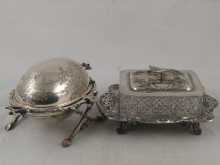 A cut glass sardine dish with