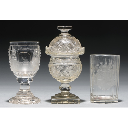 A cut glass sweetmeat jar and