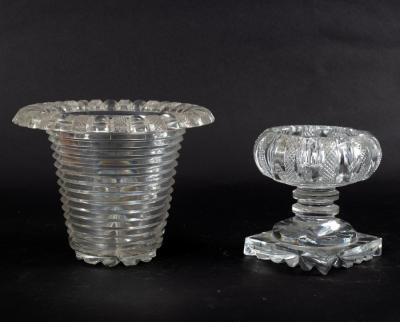 A cut glass vase of inverted hat