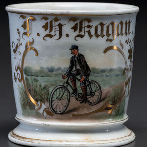 A Cyclist's Porcelain Shaving Mug