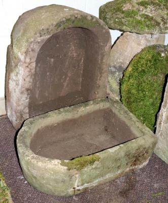 A D-end stone trough, 73cm x 55cm
