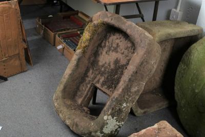 A D-shaped stone trough, 60cm x
