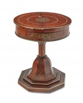 A DAMASCENE INLAID WOOD SEWING