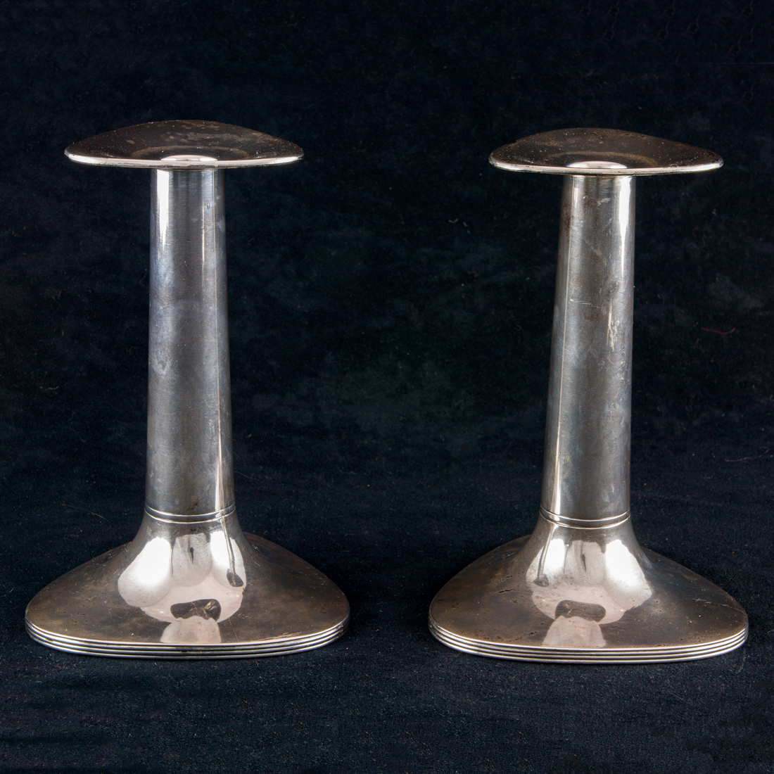 A DANISH STERLING PAIR CANDLESTICKS