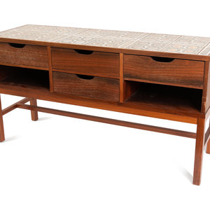 A Danish Tile Inset Teak Cabinet by