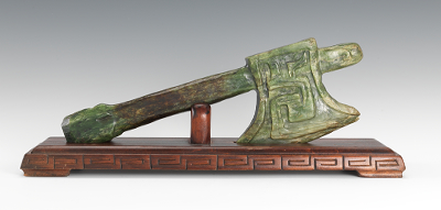 A Dark Spinach Green Jade Axe