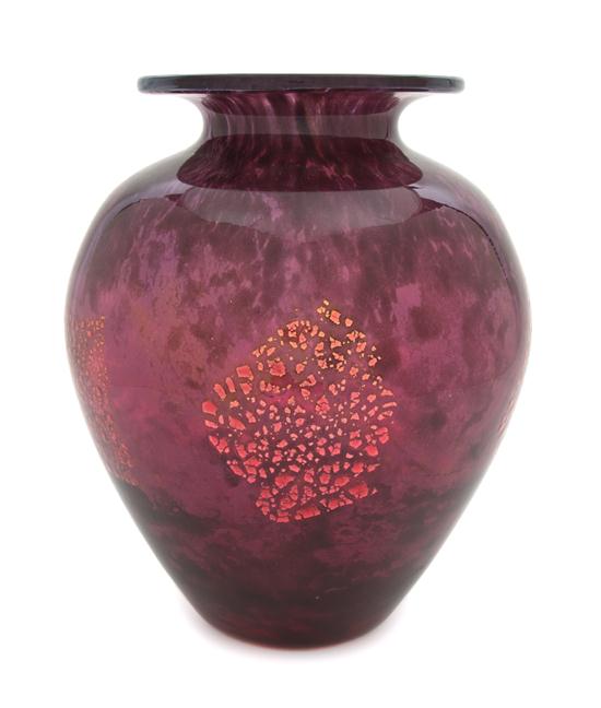 A Daum Art Deco Glass Vase of ovoid