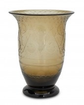 A DAUM ART DECO SMOKED GLASS V
