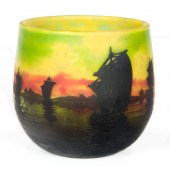 A DAUM CAMEO GLASS SCENIC VASE