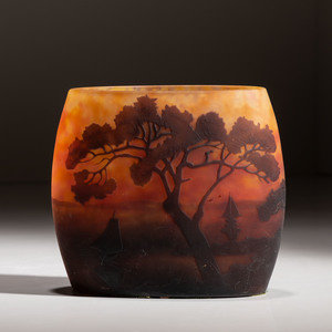 A Daum Cameo Glass Scenic Vase