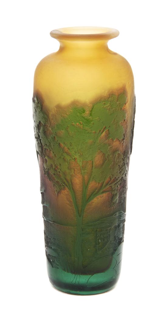A Daum Cameo Glass Vase of tapering