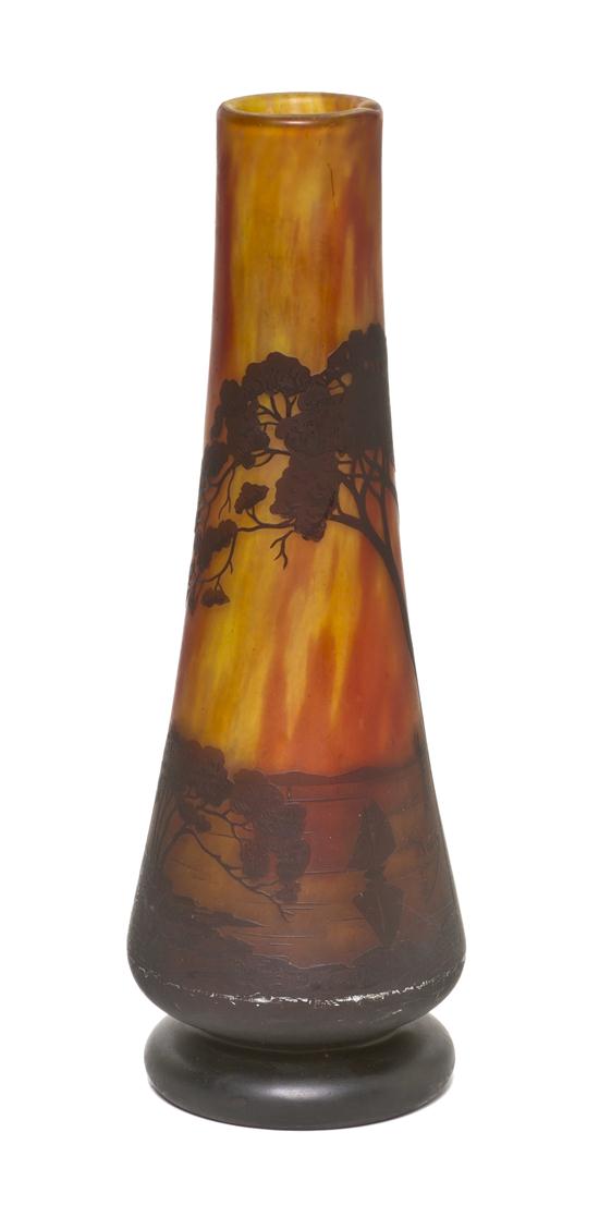 A Daum Cameo Glass Vase of tapering
