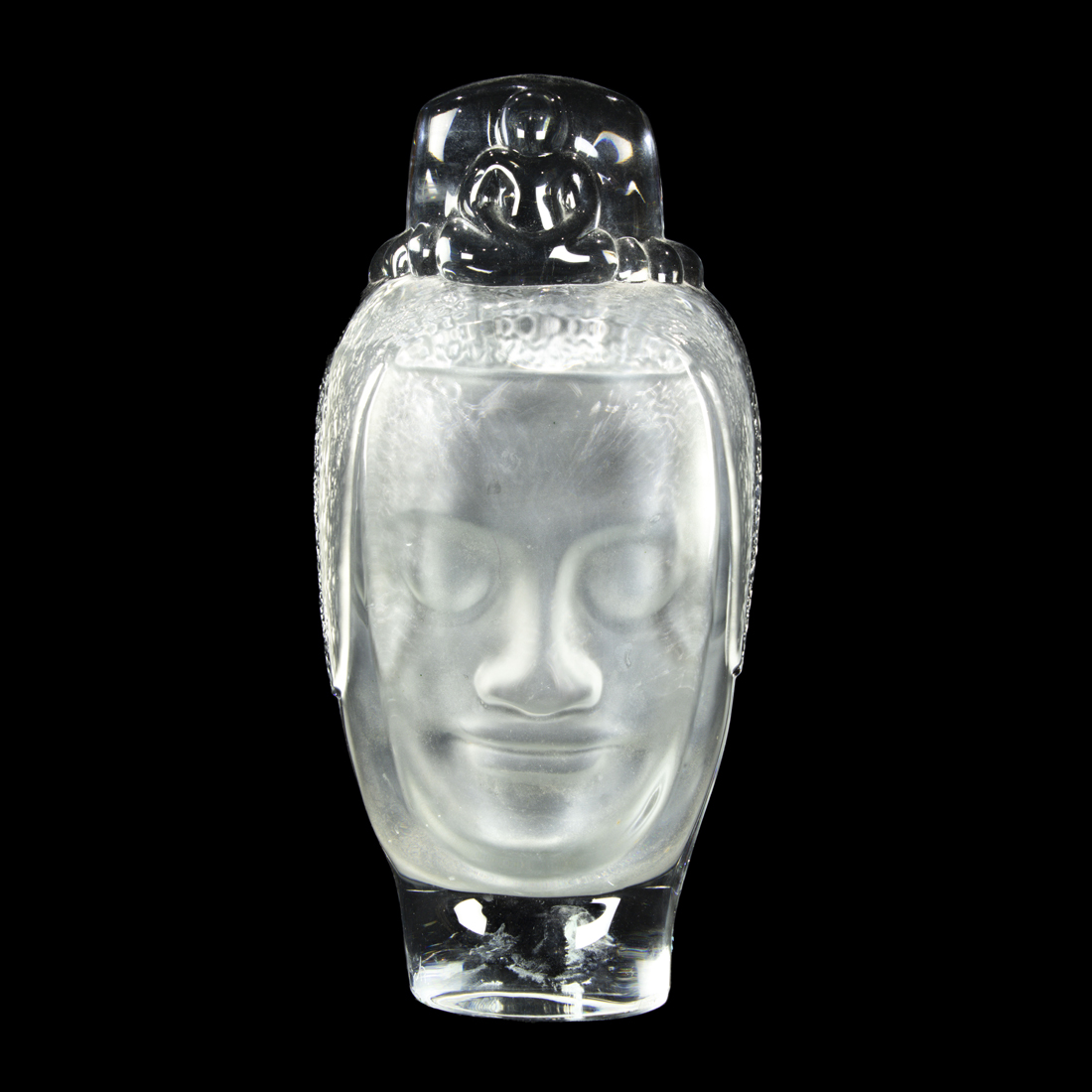 A DAUM CLEAR AND FROSTED GLASS HEAD