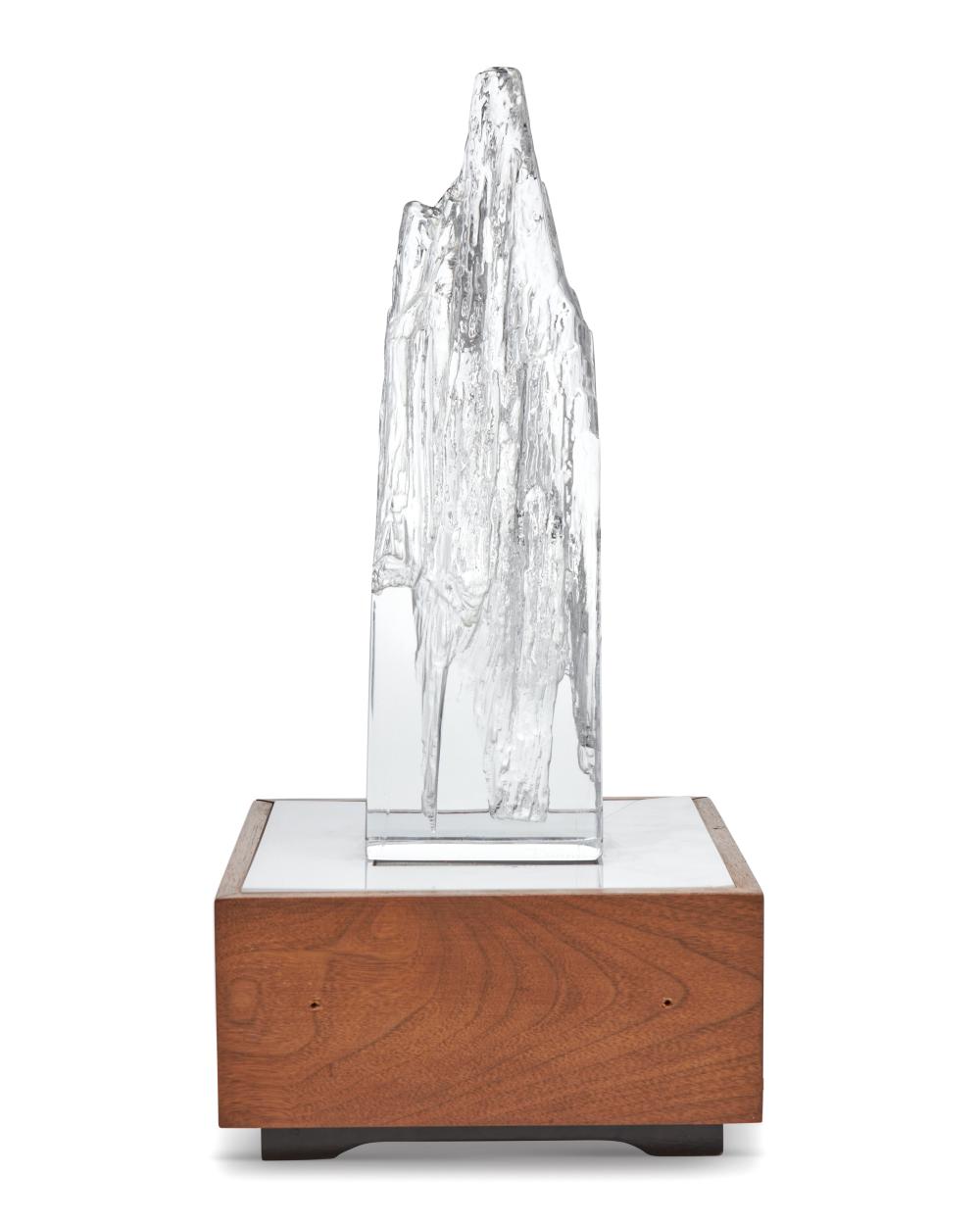 A DAUM CRYSTAL ICEBERG SCULPTURE