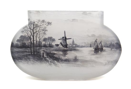 A Daum Enameled Glass Vase of
