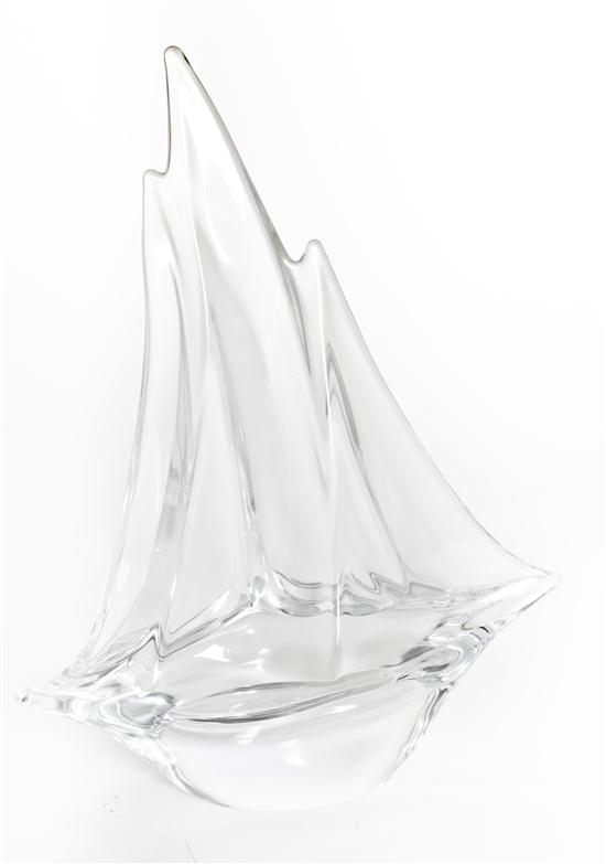 A Daum Glass Sailboat of three mast