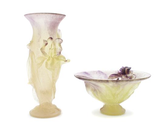 A Daum Glass Vase decorated with