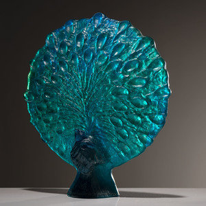 A Daum Pâte de Verre Peacock