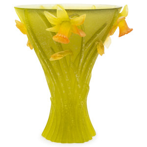 A Daum Pate de Verre Jonquil Vase
