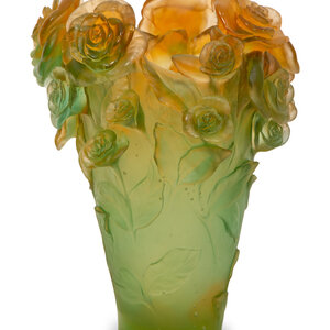 A Daum Pâte de Verre Roses Vase