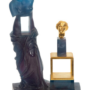 A Daum Pâte de Verre and Bronze