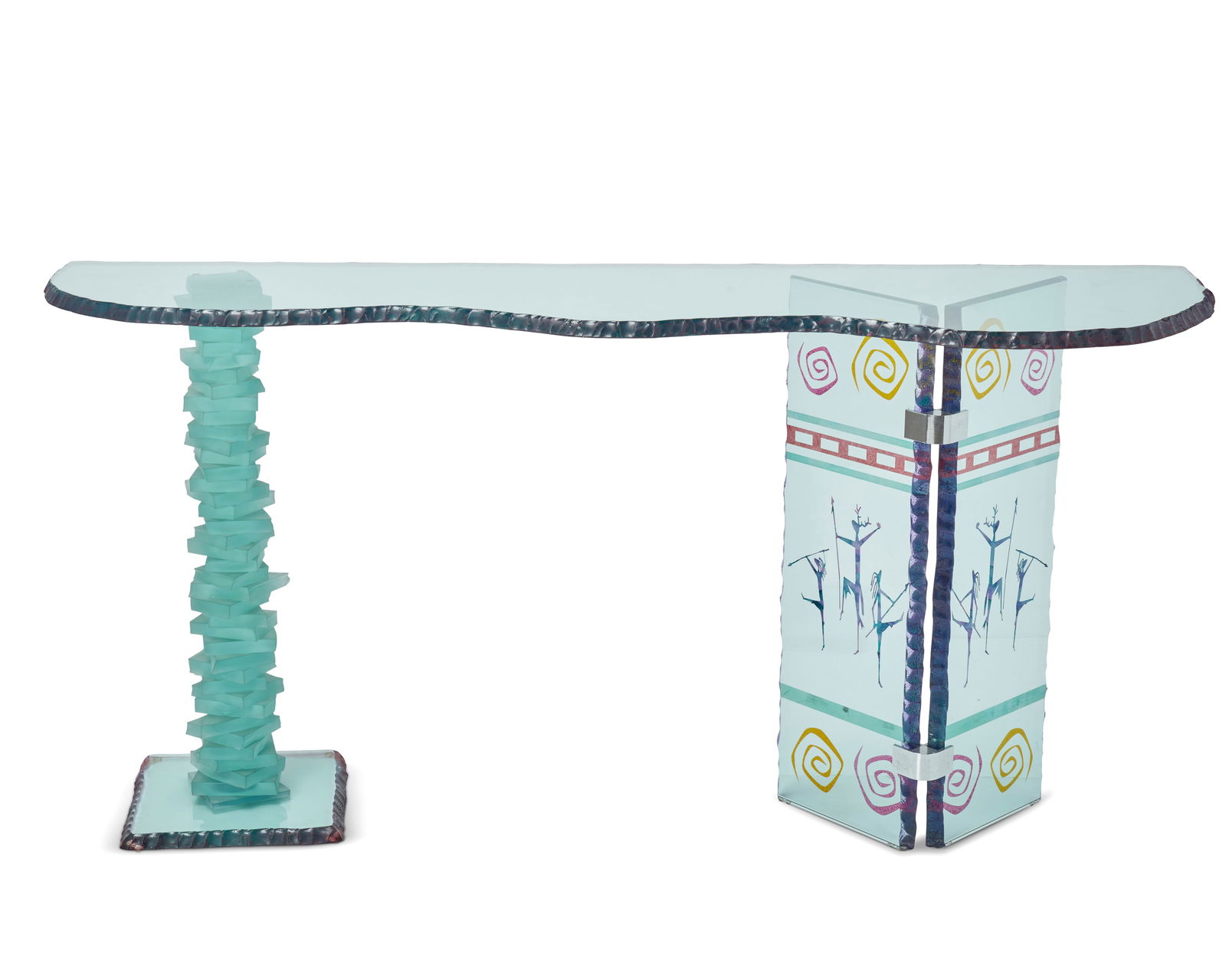 A DAVID ALAN ART GLASS CONSOLE