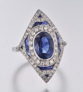 A Deco Style Platinum and Sapp