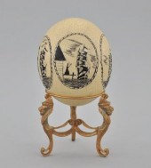 A Decorated Ostrich Egg A larg