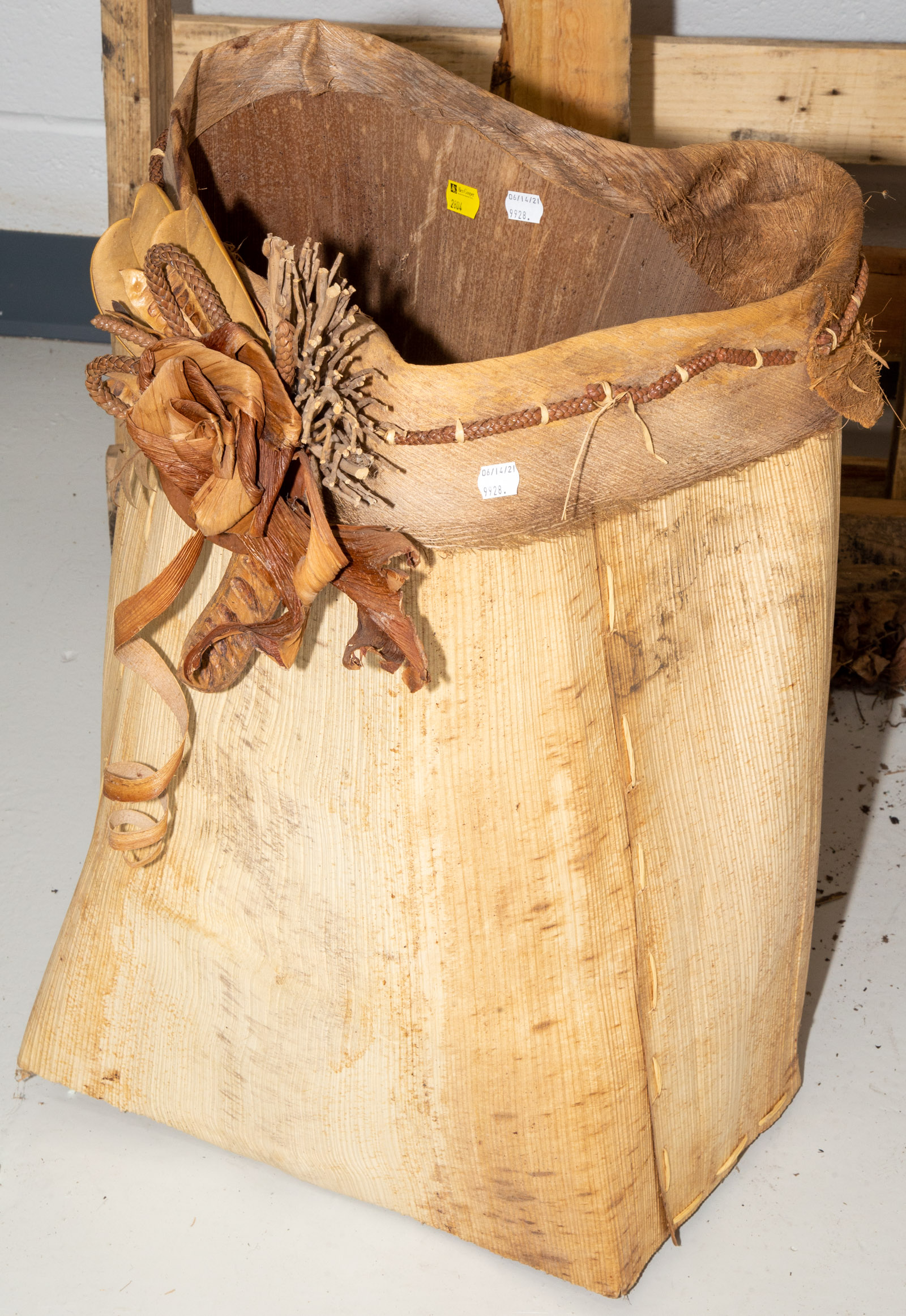 A DECORATIVE BARK BASKET