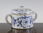 A Delft blue and white pot and