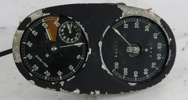 A Derby Bentley speedometer and rev