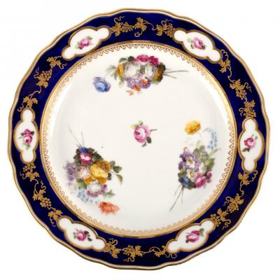 A Derby blue ground plate, circa