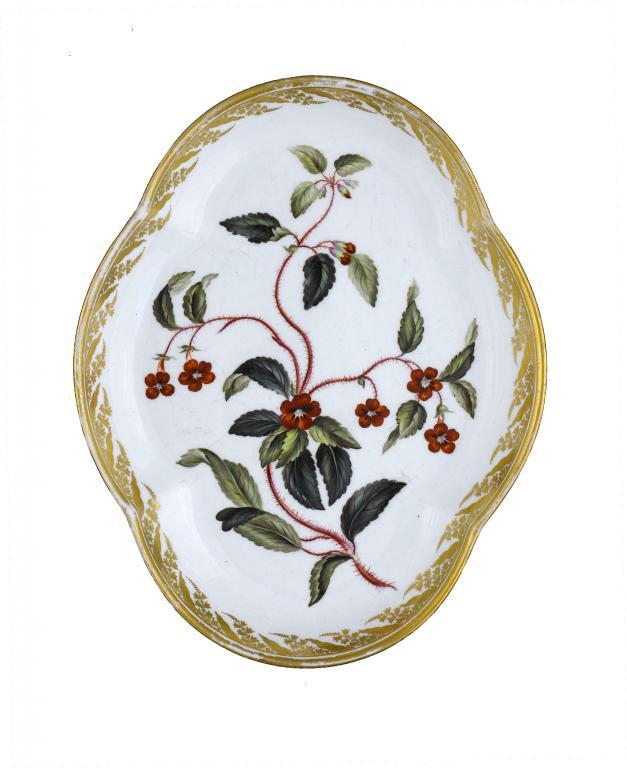 A DERBY BOTANICAL DESSERT DISH  the