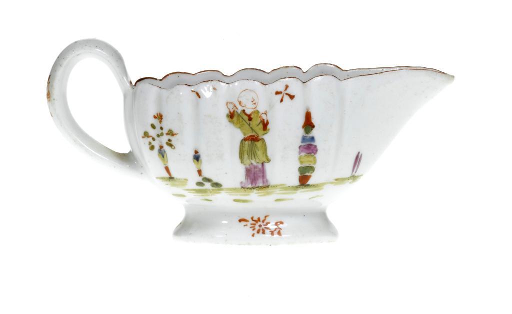 A DERBY CREAM BOAT of reeded