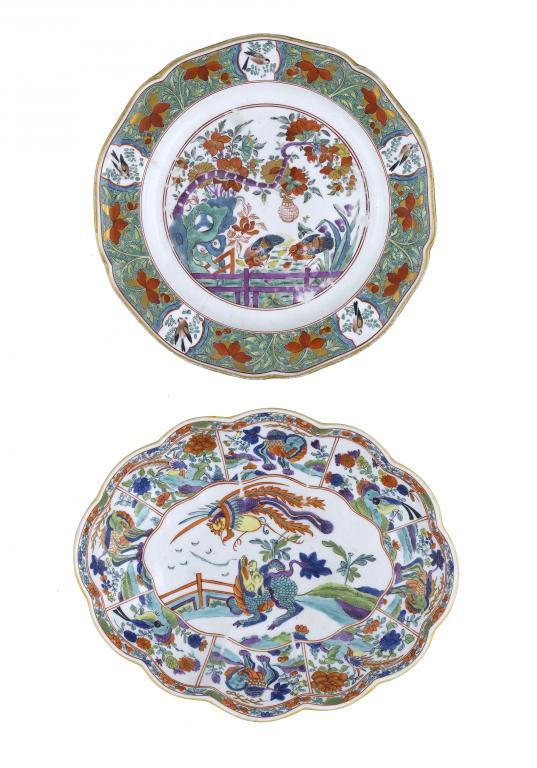 A DERBY DESSERT DISH AND PLATE
