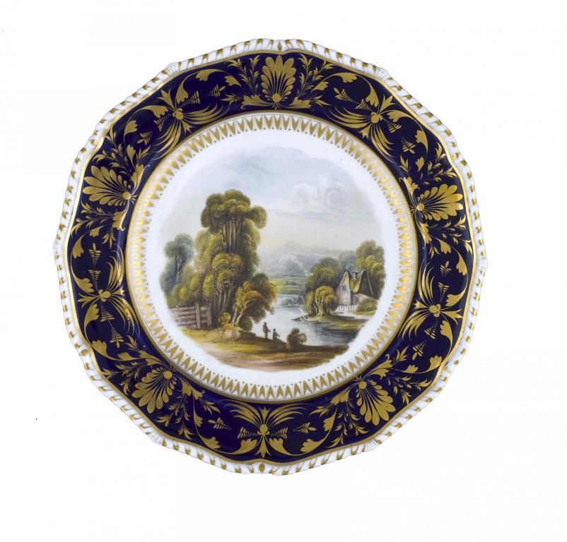 A DERBY DESSERT PLATE  painted