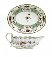 A DERBY FLUTED SAUCE BOAT AND