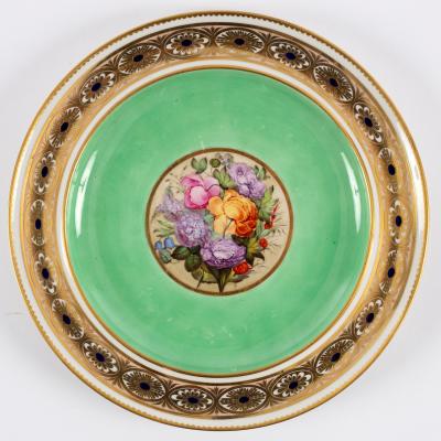 A Derby green ground cabinet