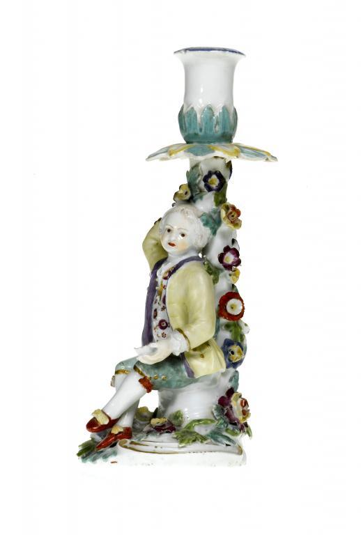 A DERBY HAND CANDLESTICK modelled
