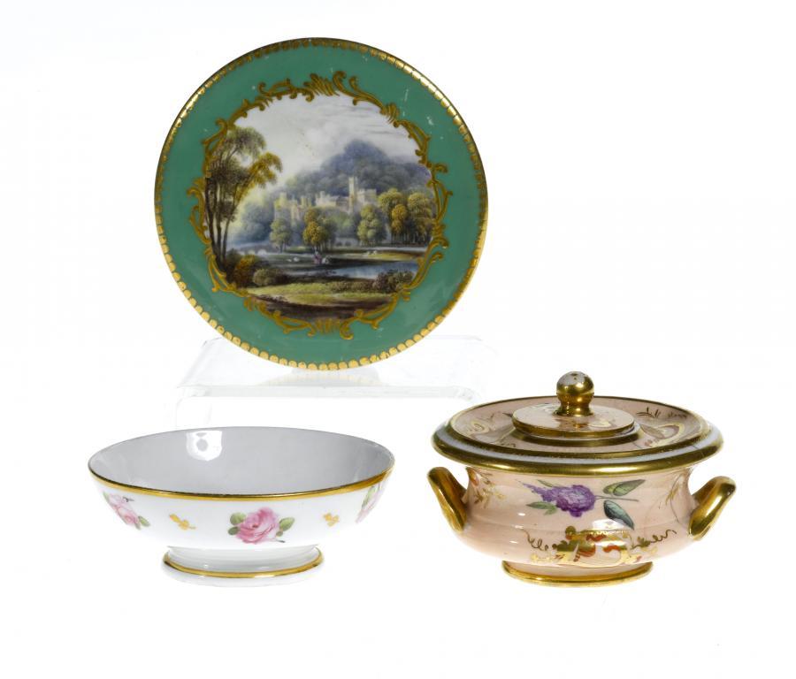 A DERBY INKWELL AND A COVER of