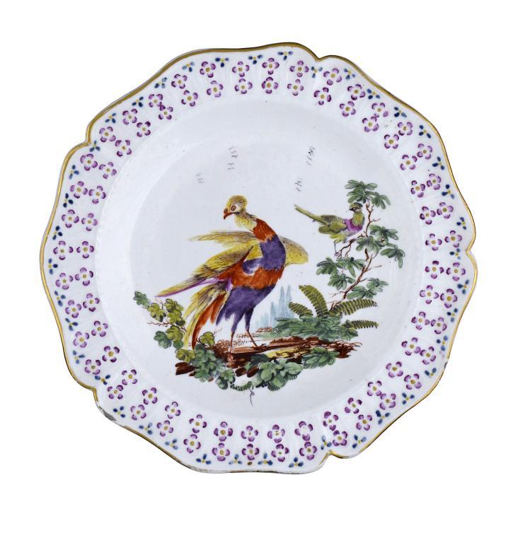 A DERBY PLATE boldly painted in
