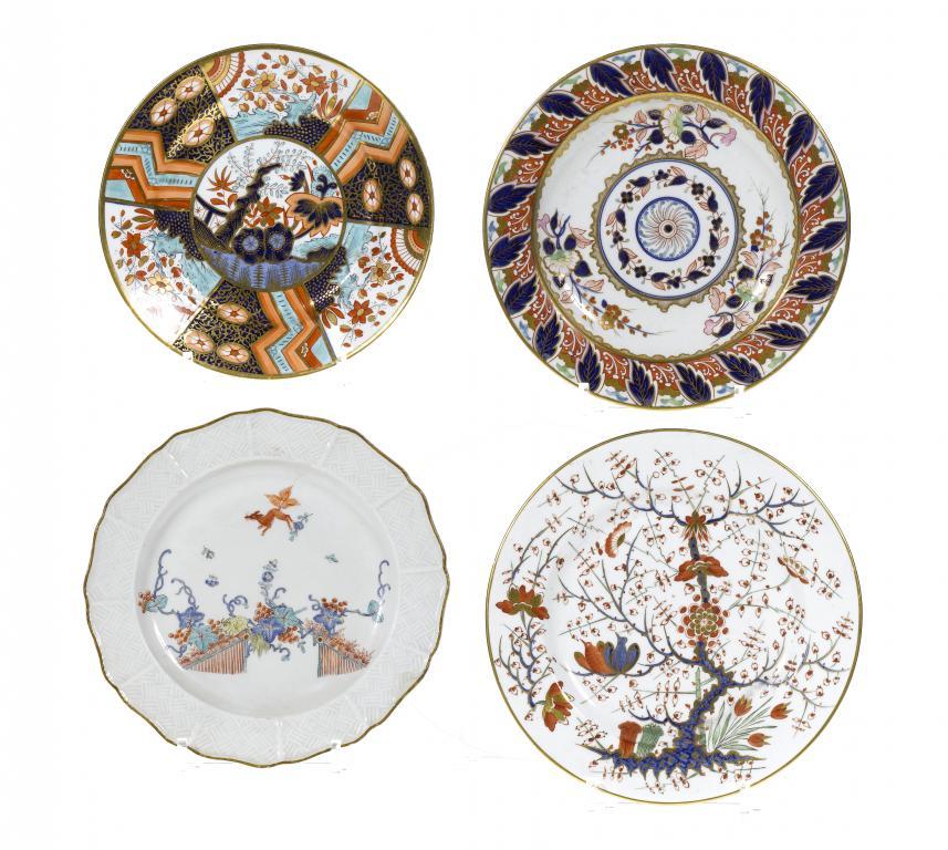 A DERBY PLATE enamelled in