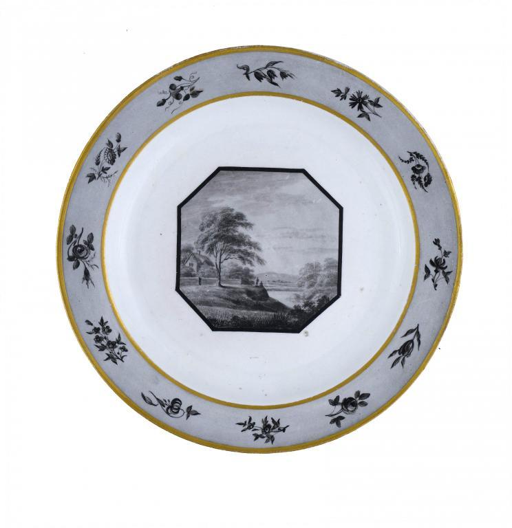 A DERBY PLATE painted en