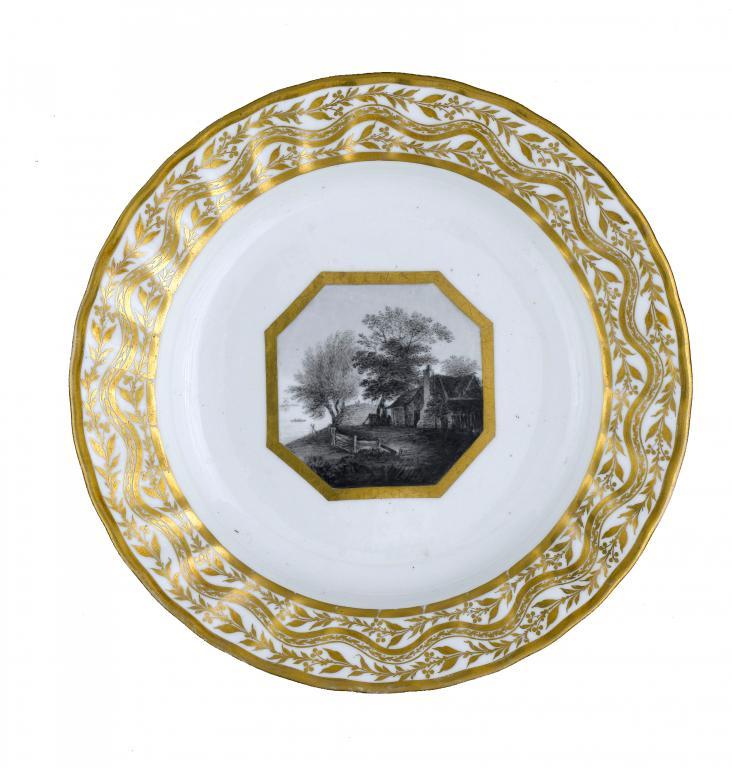 A DERBY PLATE painted en