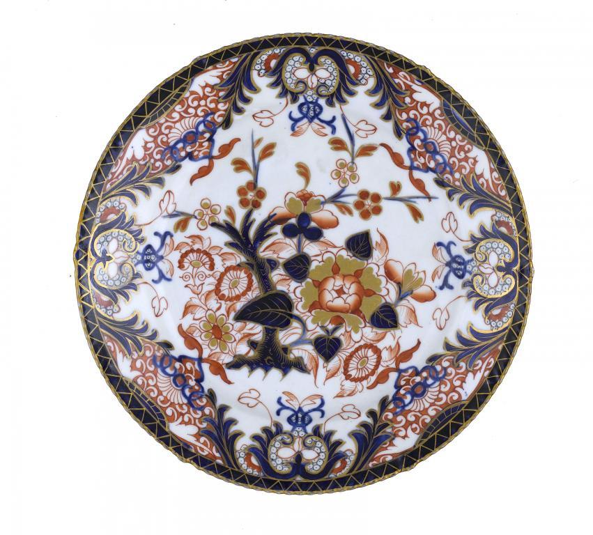 A DERBY PLATE painted in cobalt and