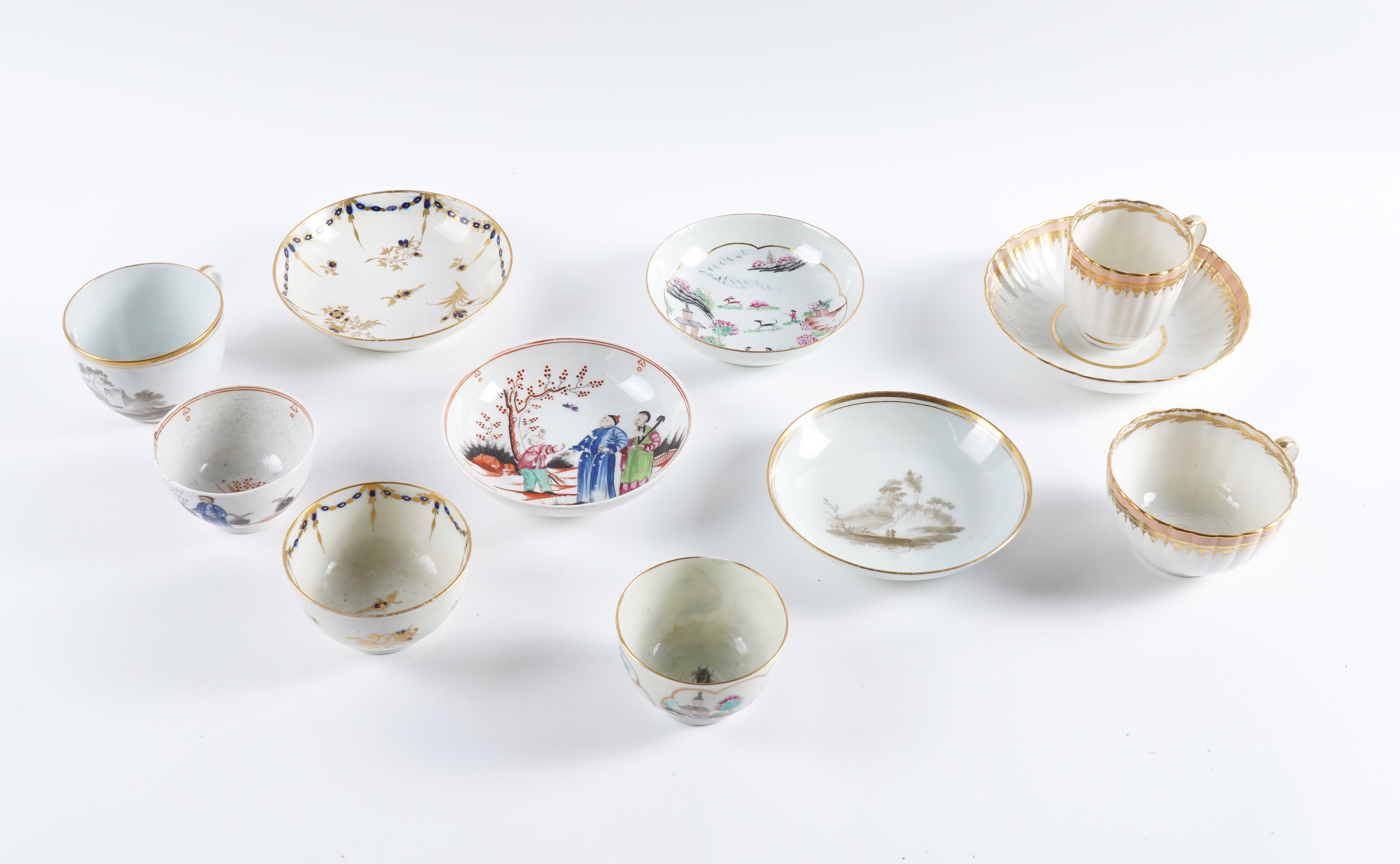 A DERBY PORCELAIN FLUTED TRIO Circa